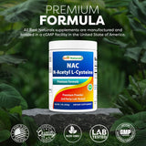 Etiqueta nutricional del NAC Best Naturals con información clara de ingredientes
