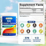 Detalle del polvo NAC Best Naturals que muestra textura fina y pureza