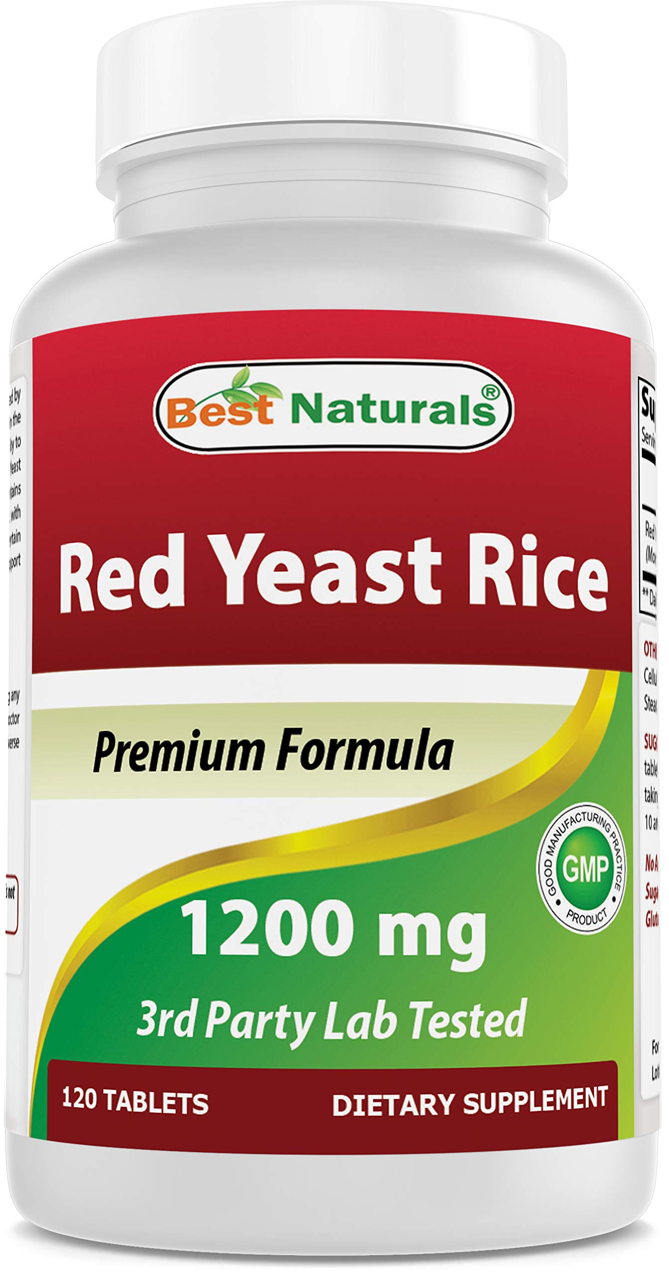 Best Naturals frasco frontal del suplemento arroz de levadura roja, presentación clara