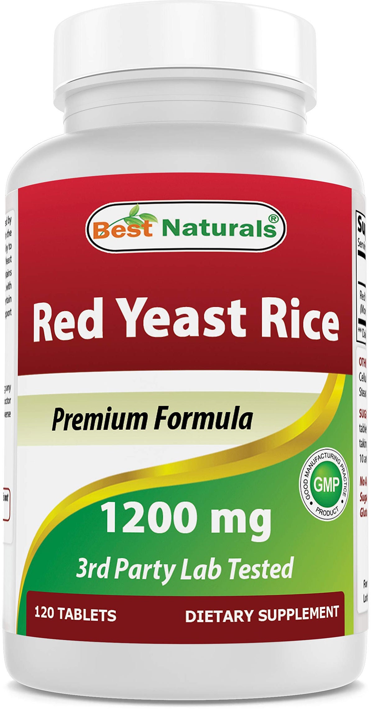 Best Naturals frasco frontal del suplemento arroz de levadura roja, presentación clara