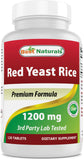 Best Naturals frasco frontal del suplemento arroz de levadura roja, presentación clara