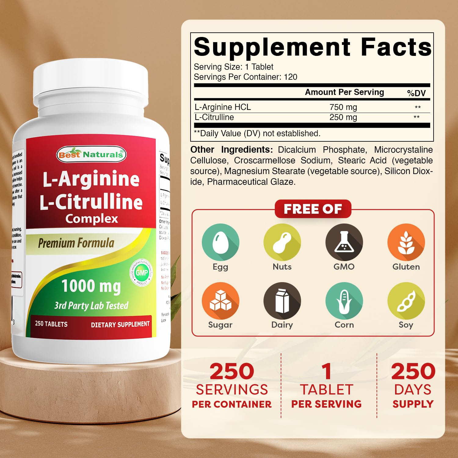Best Naturals tableta en primer plano para ver forma y recubrimiento