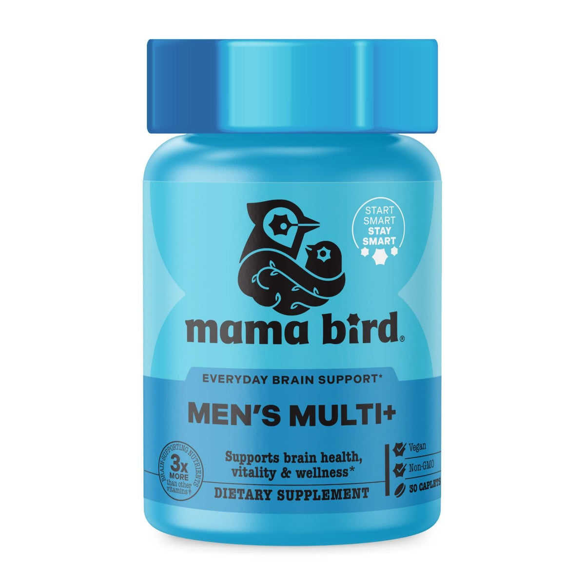 Best Nest Wellness frasco frontal de Mama Bird Men's Multi+ mostrando etiqueta clara