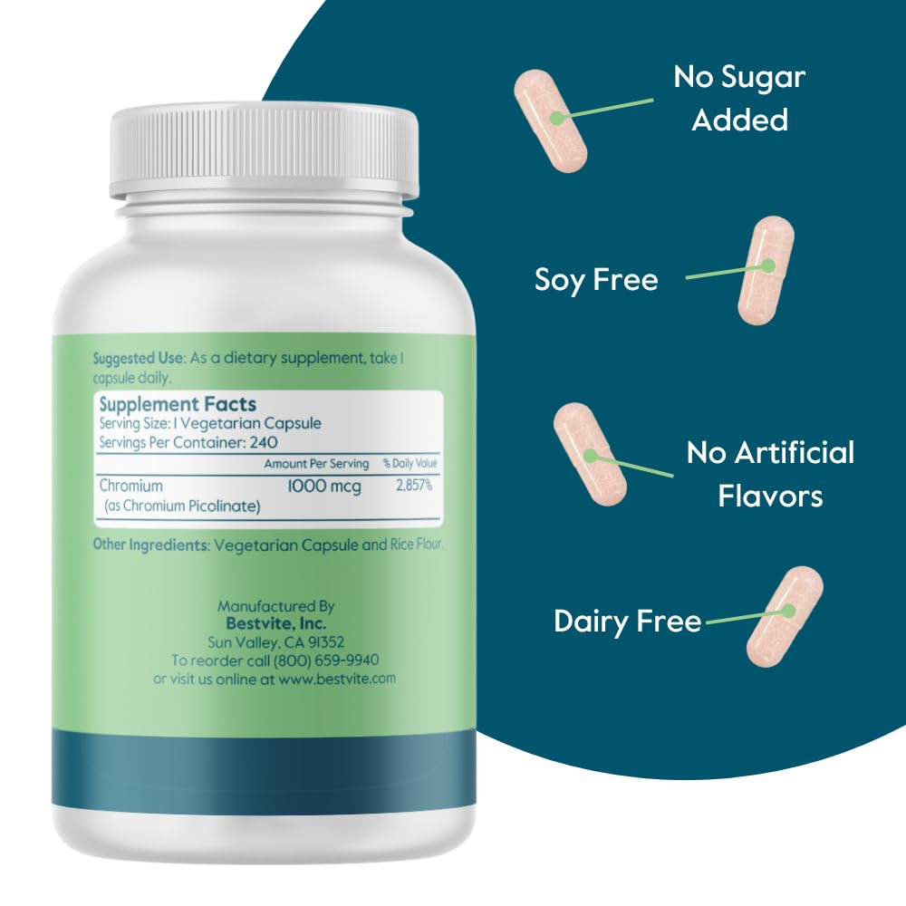 BESTVITE etiqueta nutricional legible con información de cromo