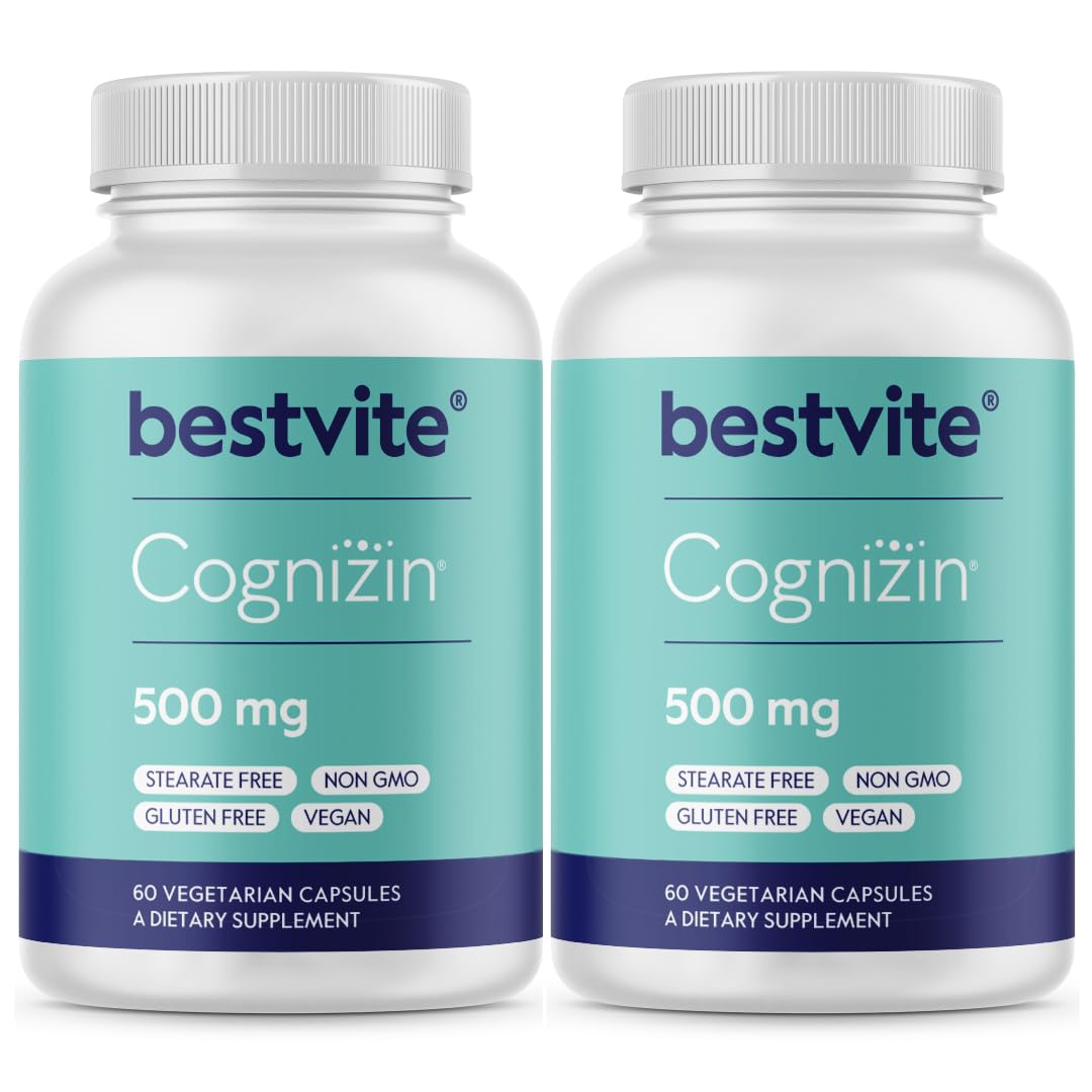 BESTVITE frasco frontal de Cognizin mostrando etiqueta y beneficio de apoyo cognitivo