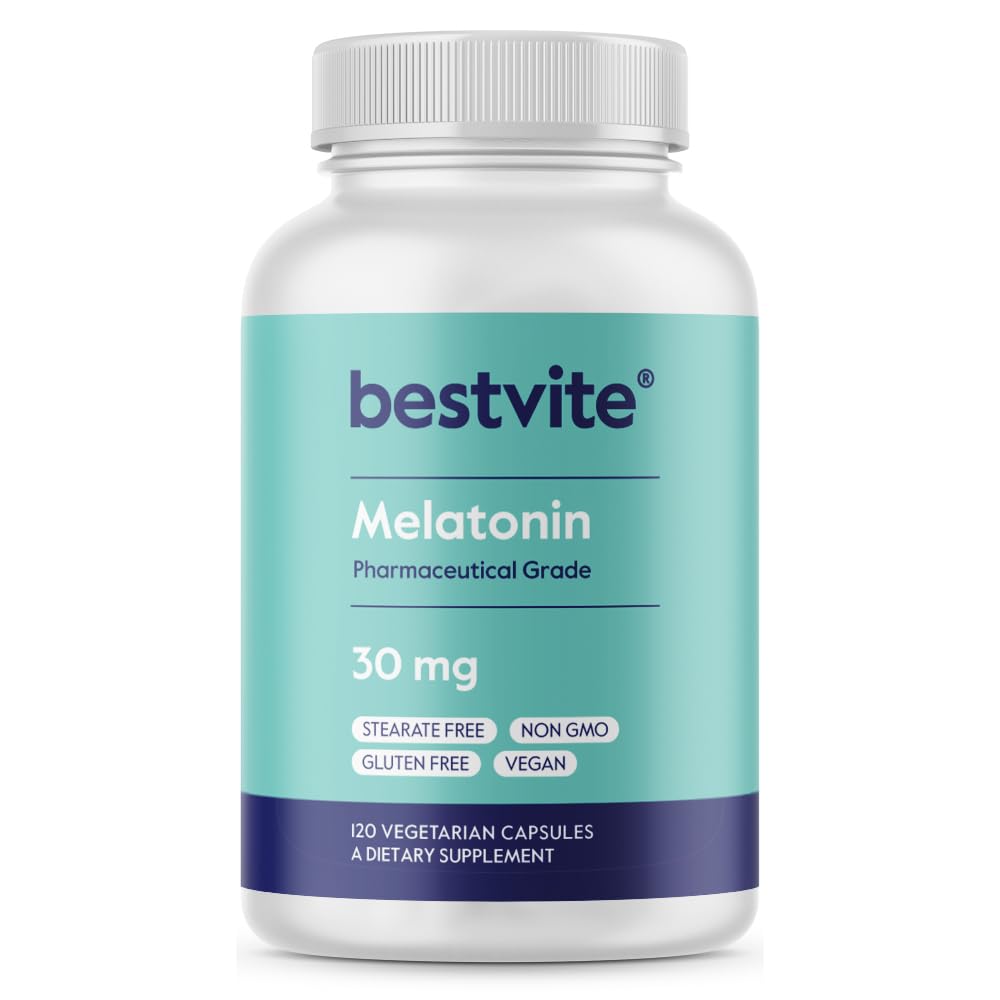 BESTVITE envase frontal de Melatonin 30mg mostrando información clave y confianza