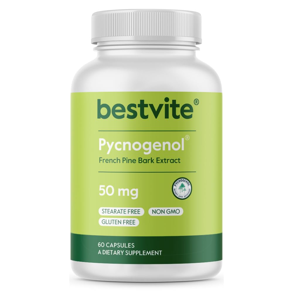 BESTVITE frontal del paquete Pycnogenol mostrando beneficios y dosis