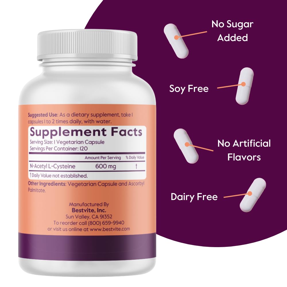 BESTVITE etiqueta con información de 600 mg y certificación de calidad