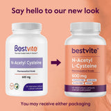 BESTVITE frasco sobre encimera, sugiere uso diario en estilo de vida saludable