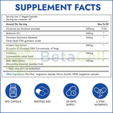 BETACELL etiqueta informativa de Glucofix con lista de ingredientes clave
