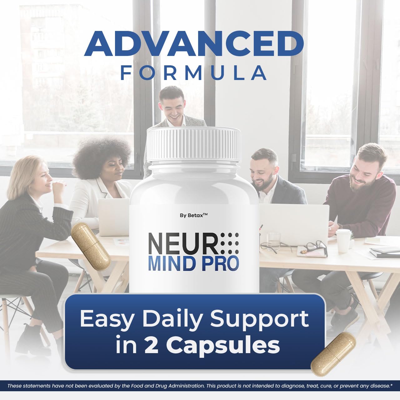 BetaX Neuro Mind Pro etiqueta con ingredientes y beneficios fáciles de leer