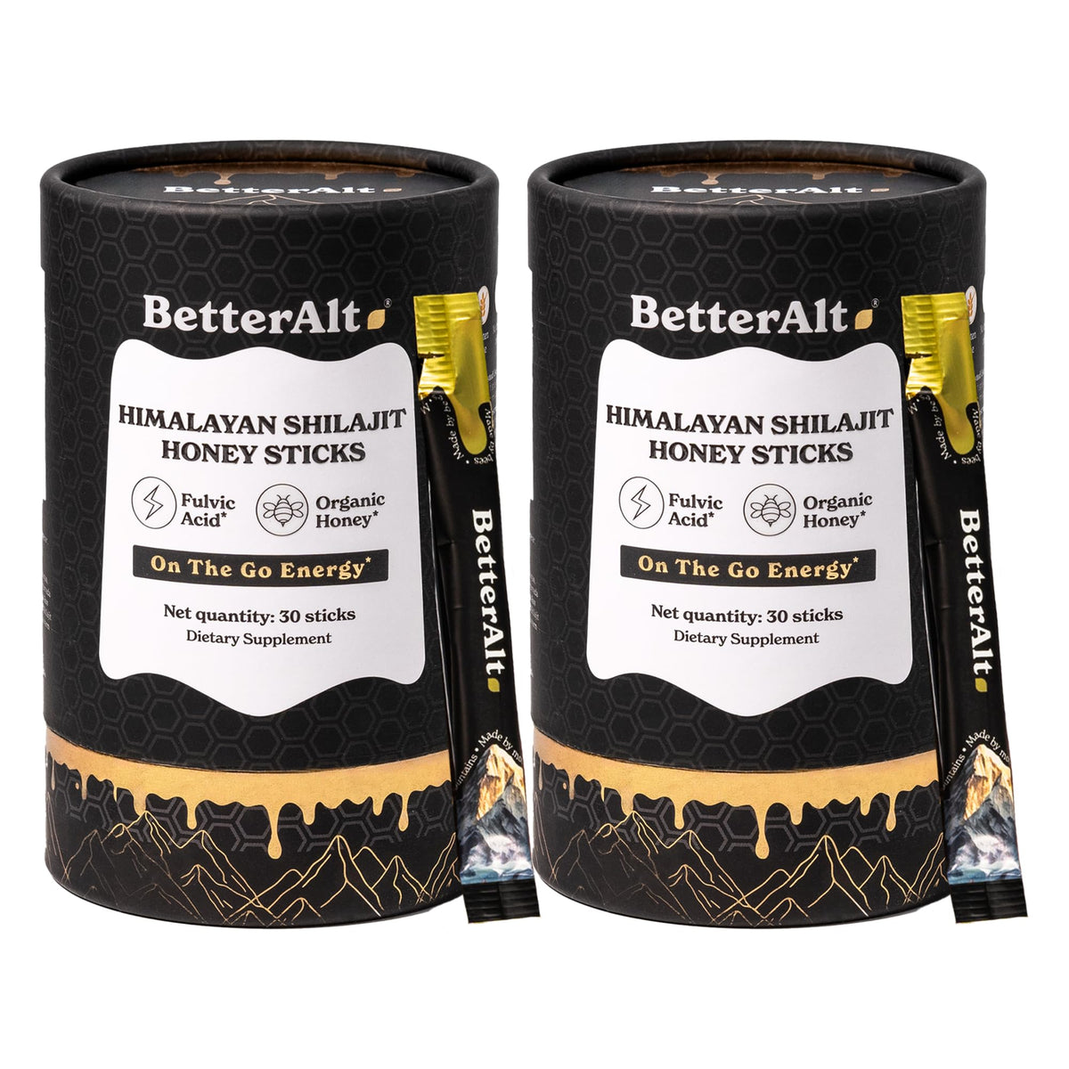 Better Alt empaque frontal mostrando 60 sticks y conveniencia portátil