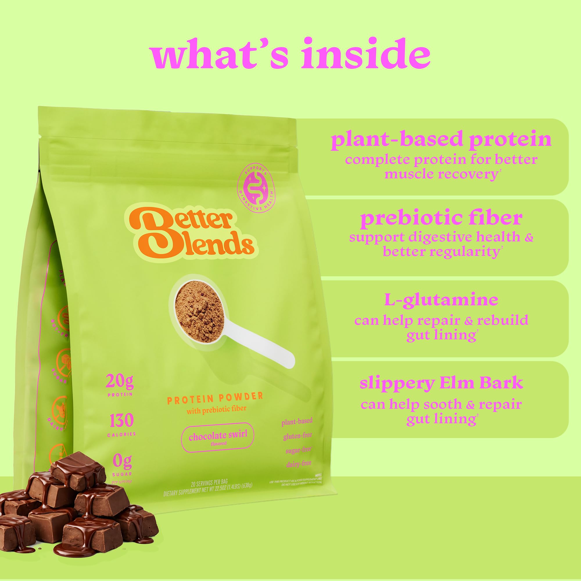 Better Blends envase junto a taza para comparar tamaño y porciones prácticas