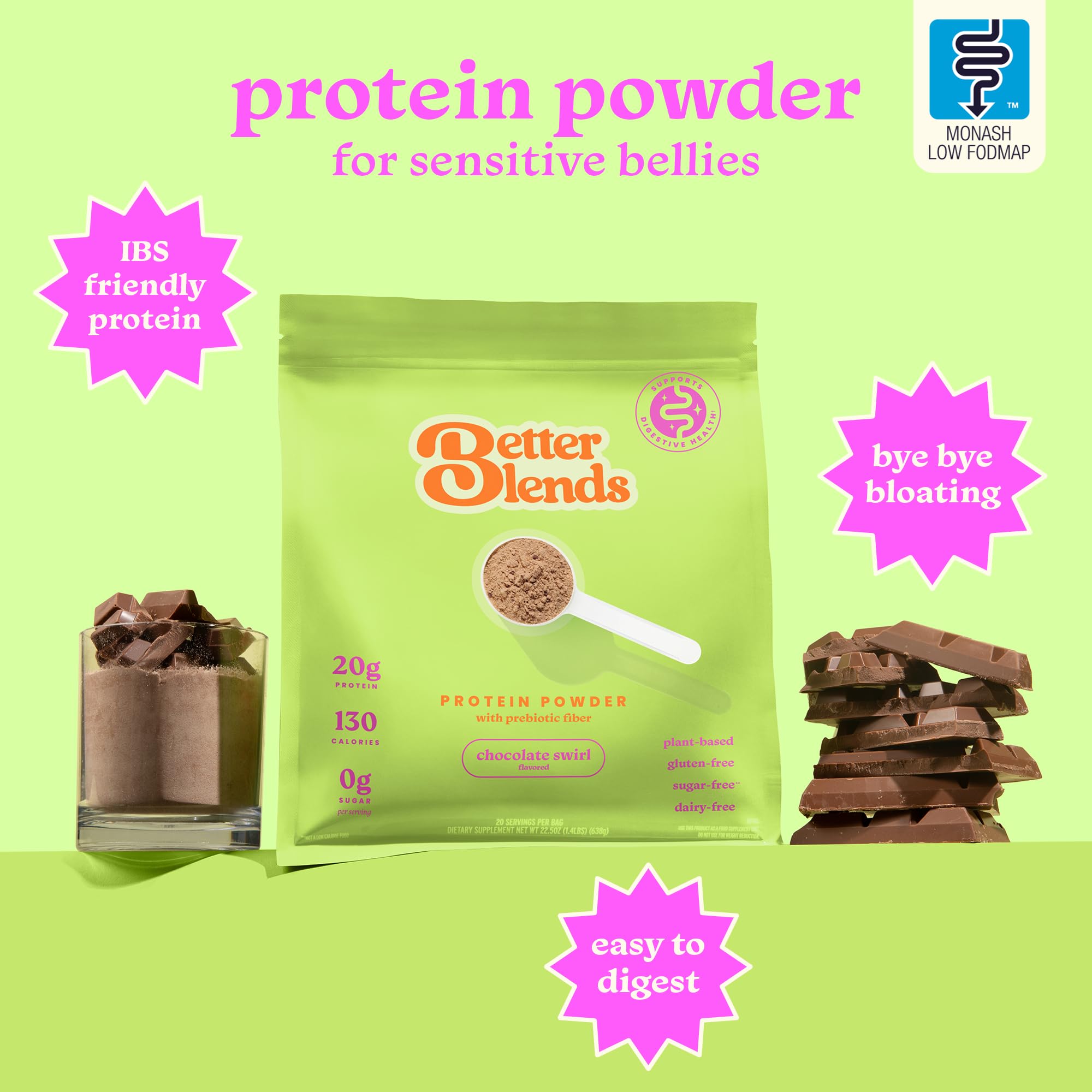 Better Blends cucharada con polvo cremoso que asegura mezcla sin grumos