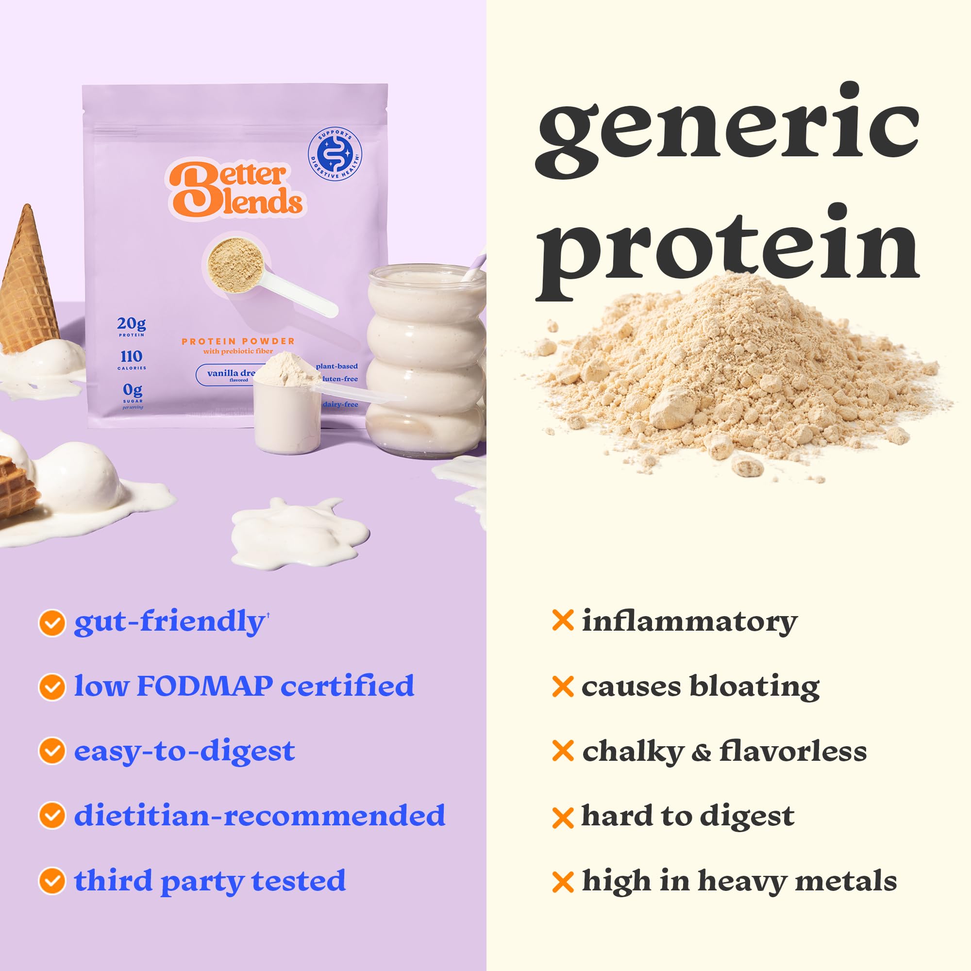 Better Blends etiqueta nutricional con información de 20 g de proteína
