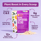 BetterBody Foods polvo vertido en batido, aporte proteico y vitaminas
