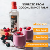 BetterBody Foods textura del aceite MCT en cuenco, muestra su consistencia líquida