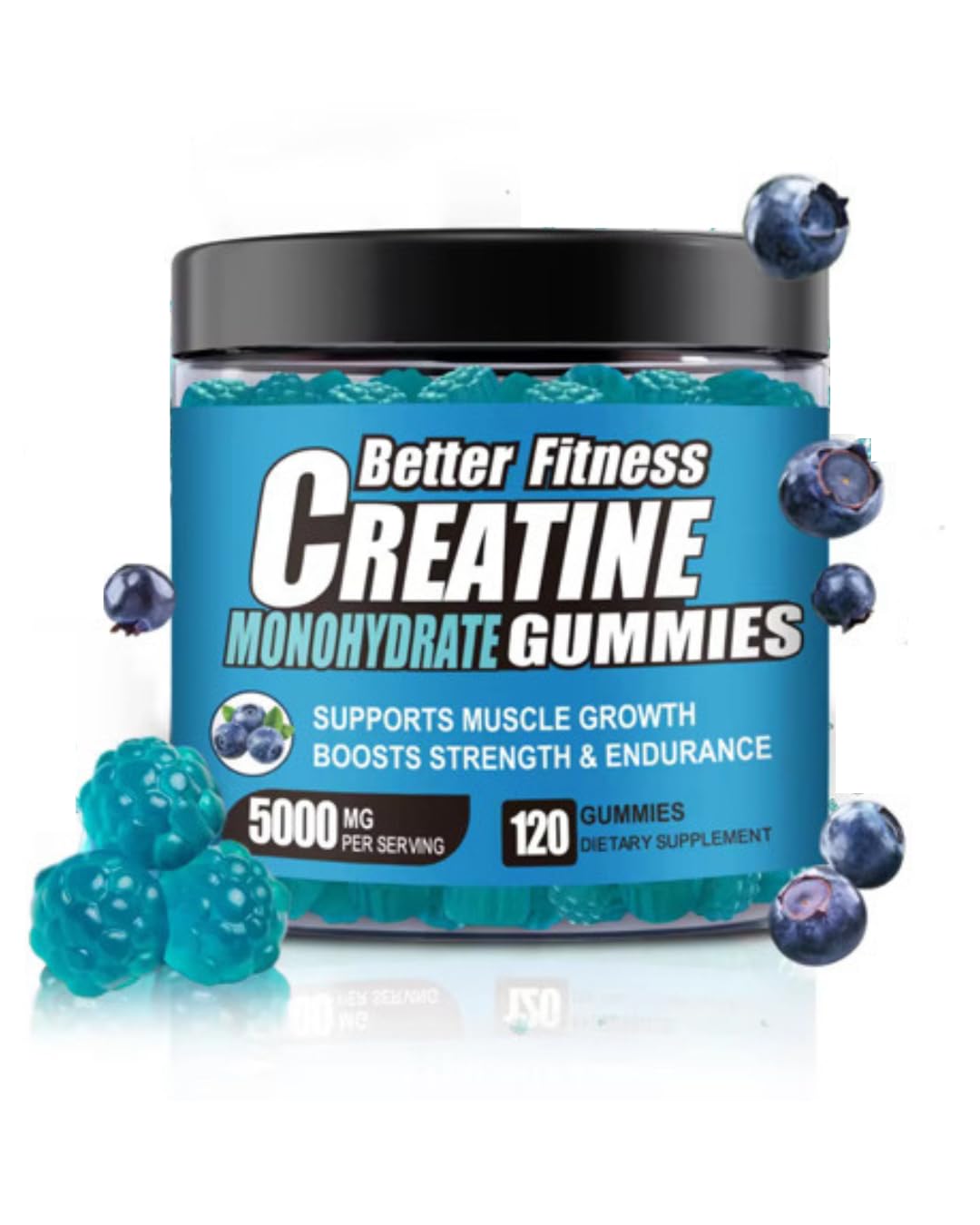BetterFitness frasco frontal con gomitas Creapure, conveniencia diaria