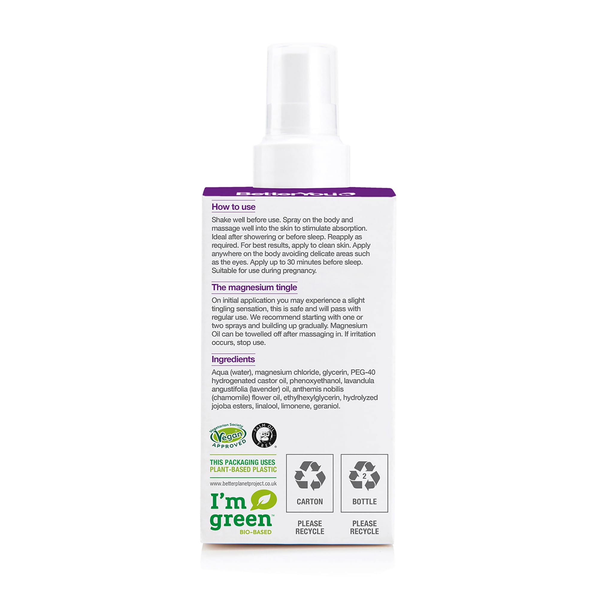 BetterYou etiqueta con instrucciones claras y beneficios del producto