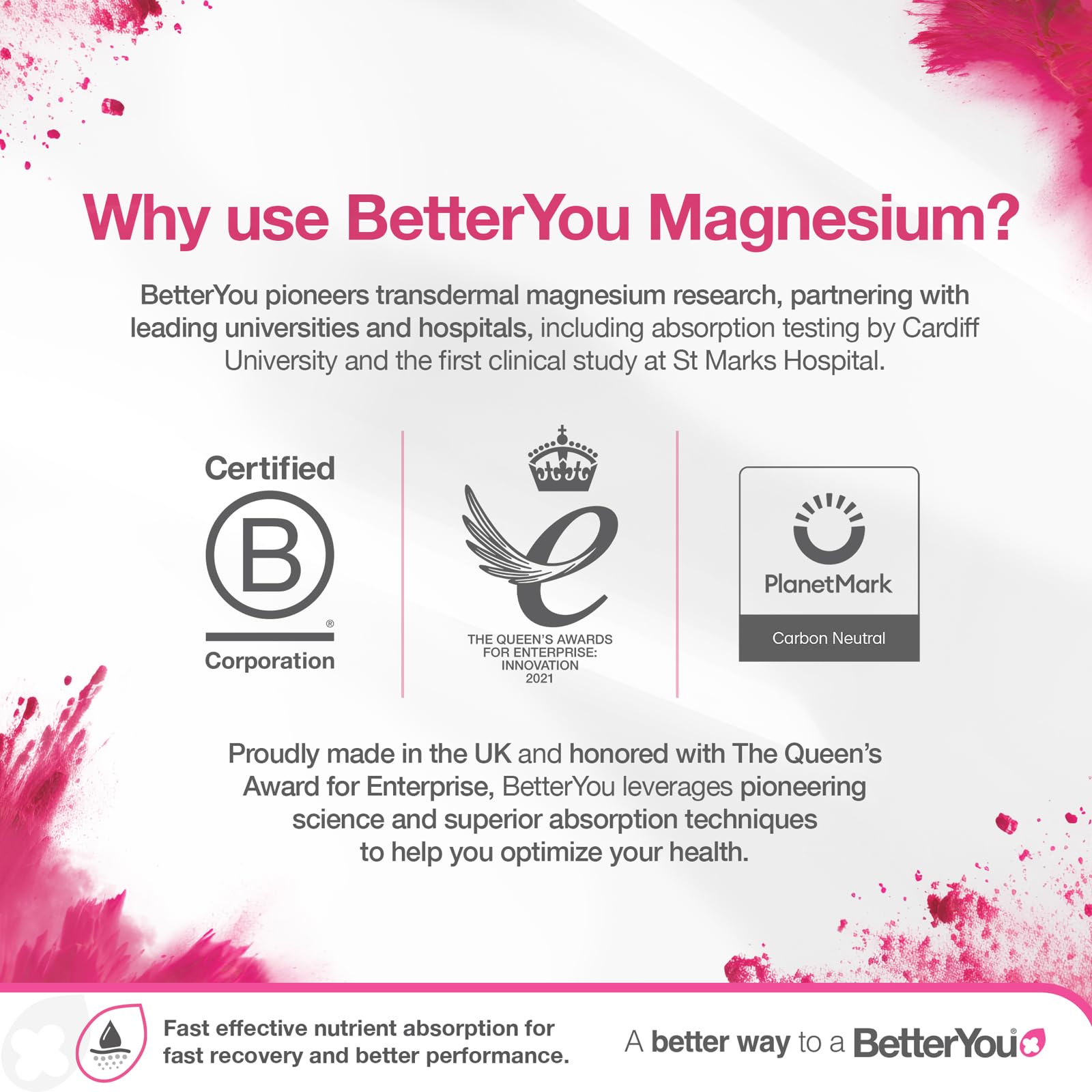 BetterYou etiqueta de ingredientes resaltando magnesio Zechstein puro