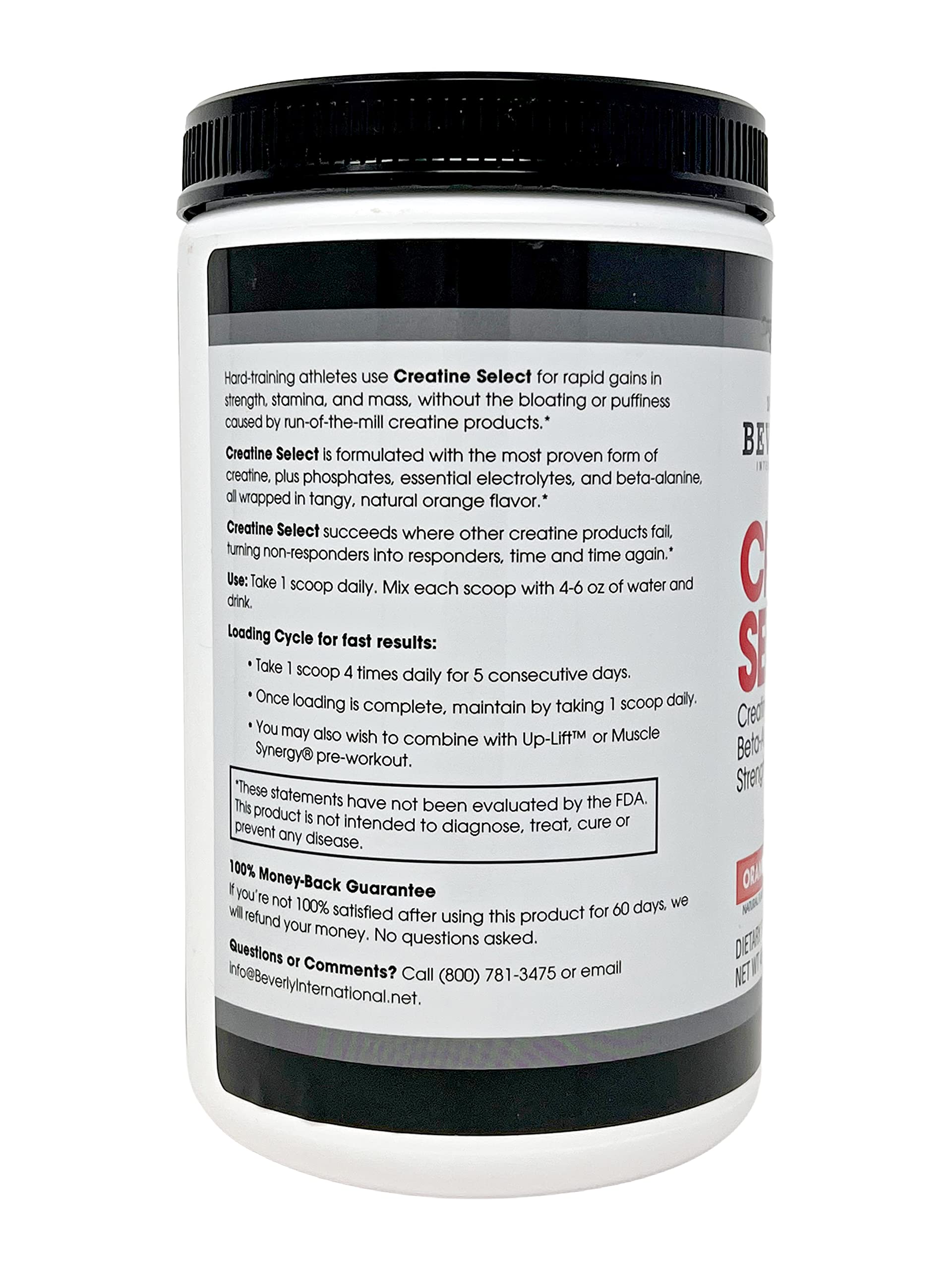 Beverly International primer plano del polvo de Creatine Select resaltando su textura fina