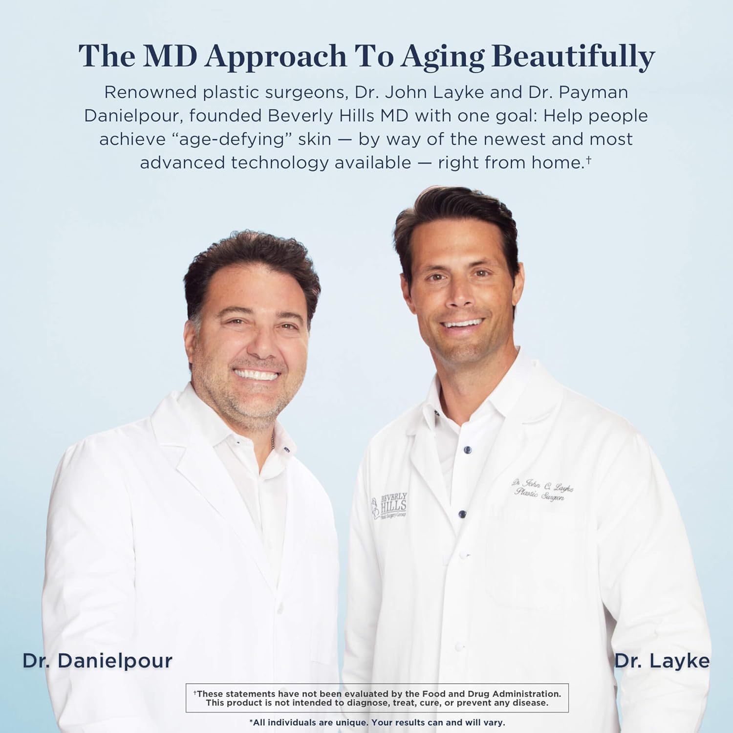 Beverly Hills MD conjunto de ingredientes principales ilustrando soporte dérmico