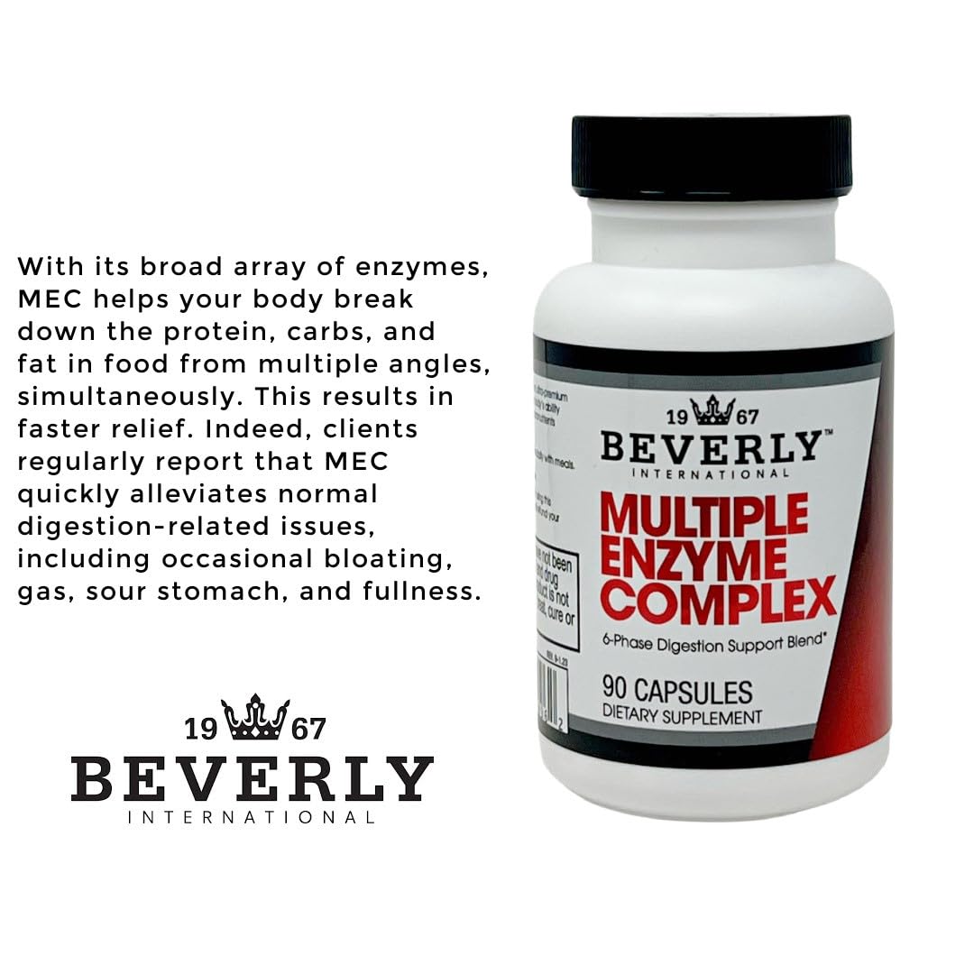 Beverly International MEC en mesa con comida para demostrar apoyo digestivo