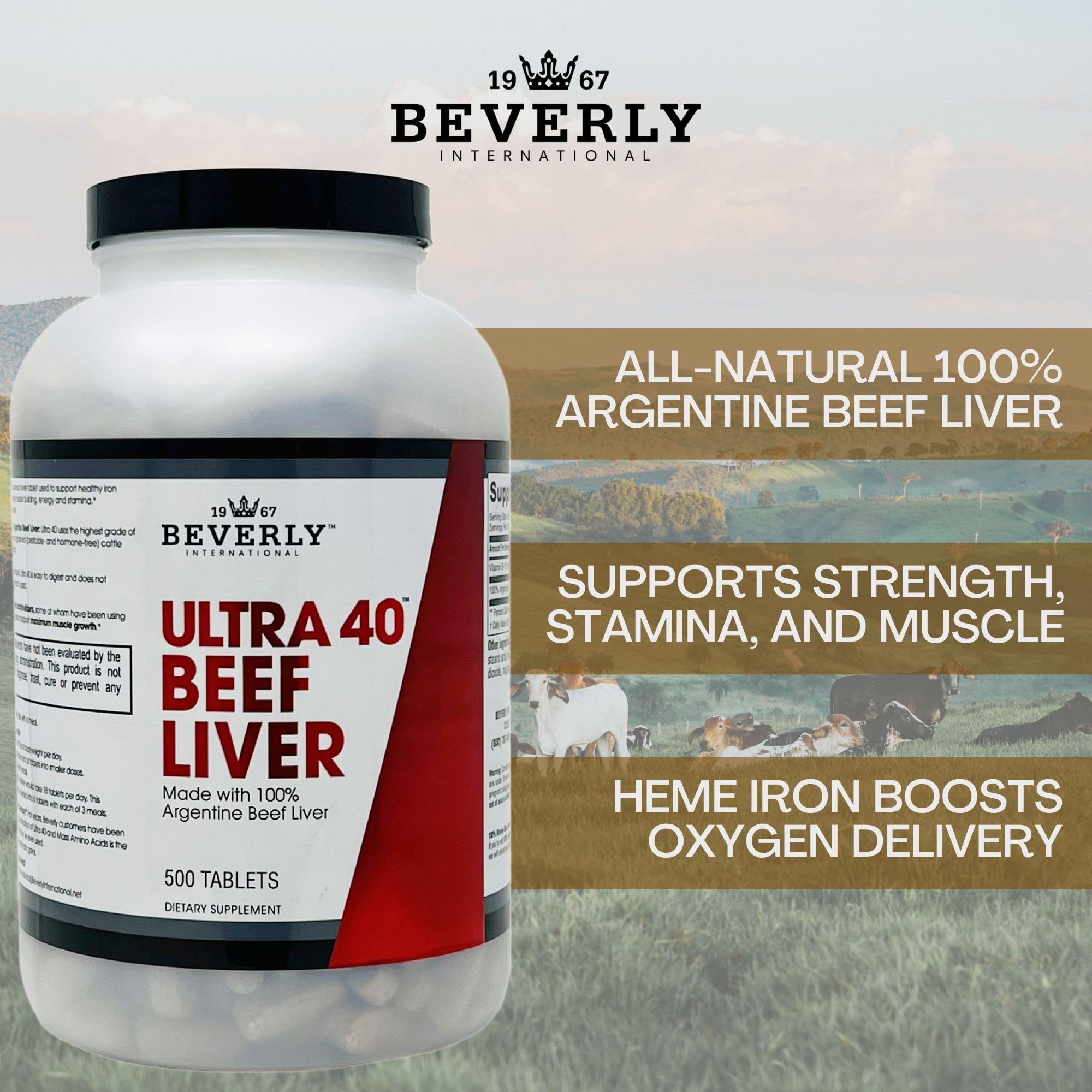 Beverly International Ultra 40 etiqueta con información de ingredientes y calidad