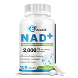 BEWORD frasco frontal de Liposomal NAD mostrando diseño y beneficio de alta concentración