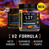 BEYOND RAW etiqueta con ingredientes clave para fuerza y bombas