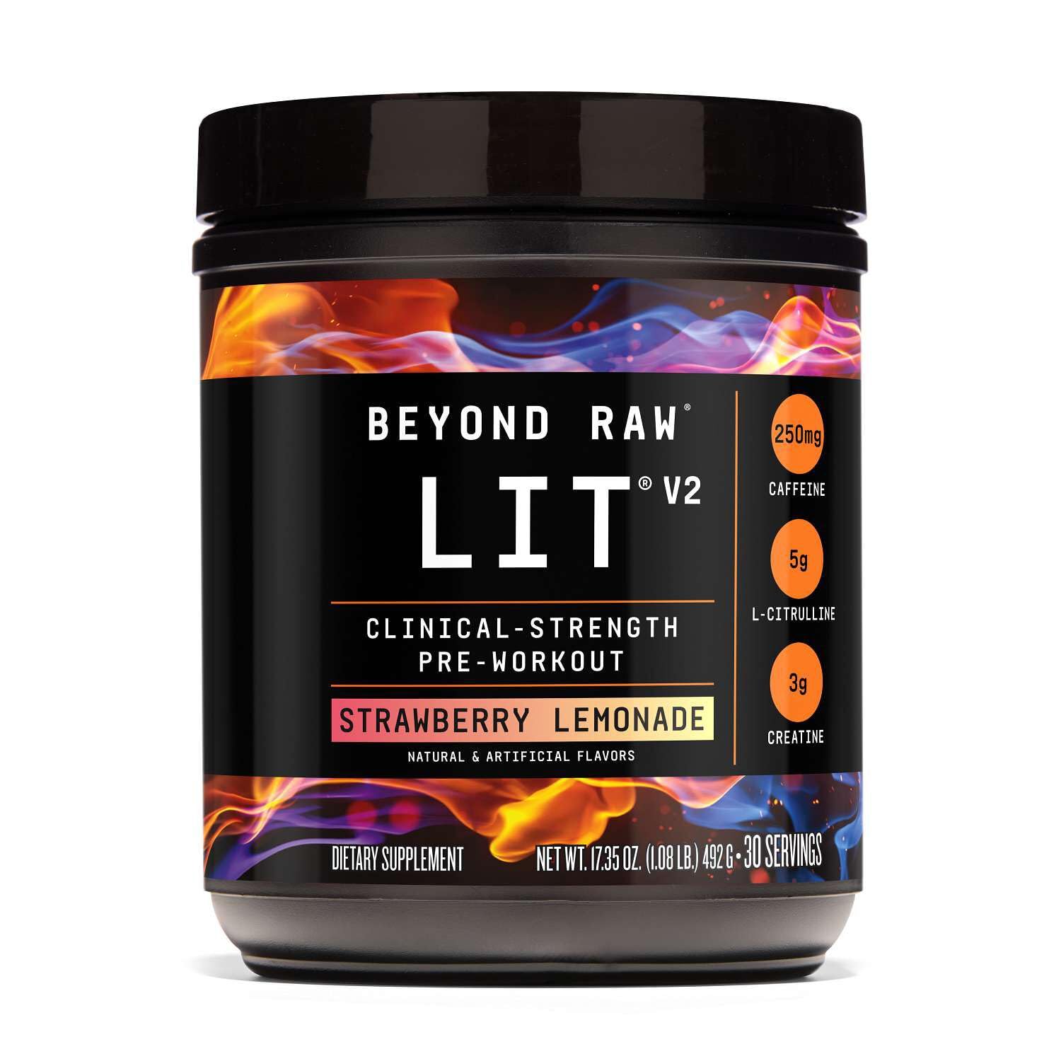 BEYOND RAW envase frontal mostrando potencia y diseño para motivar entrenamientos