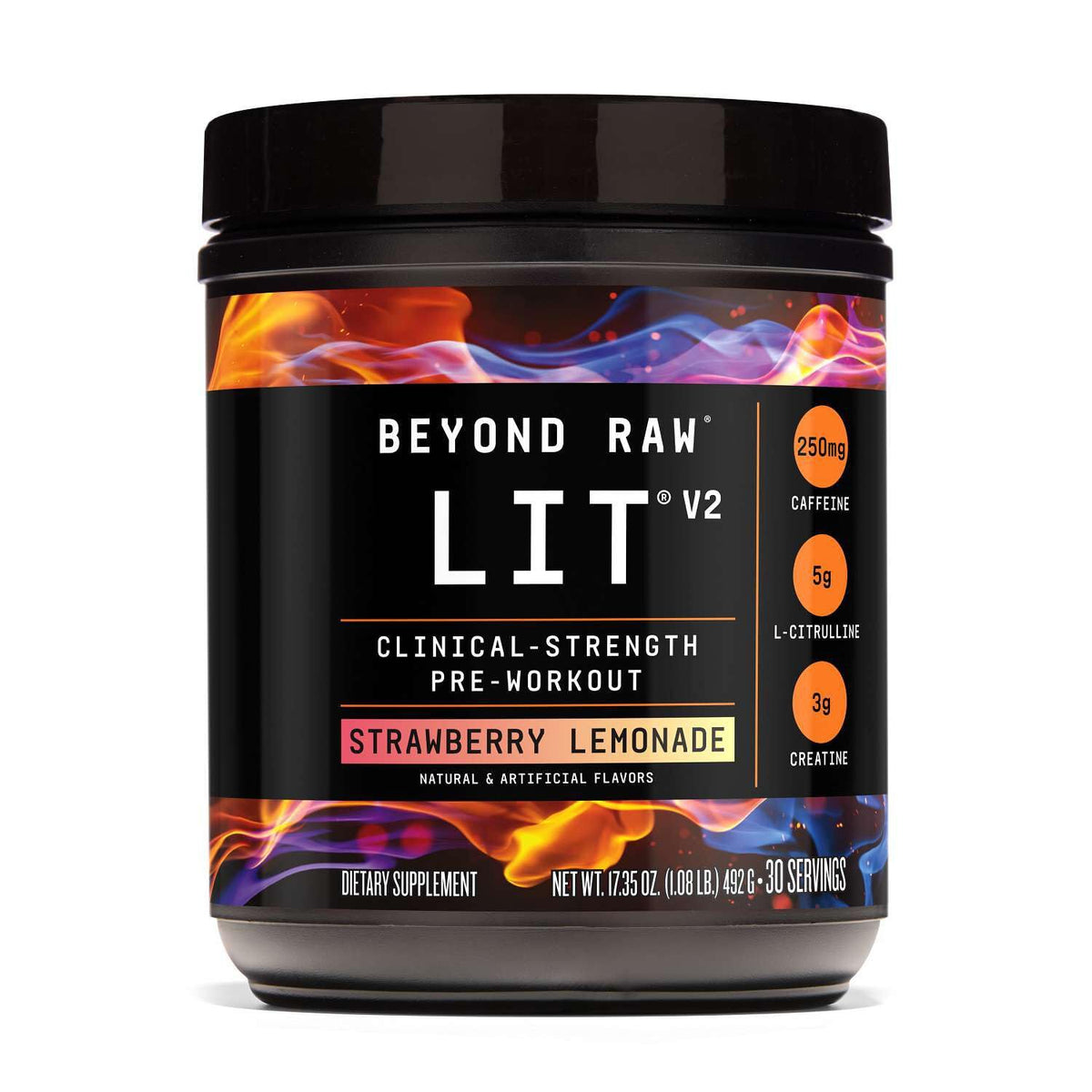 BEYOND RAW envase frontal mostrando potencia y diseño para motivar entrenamientos