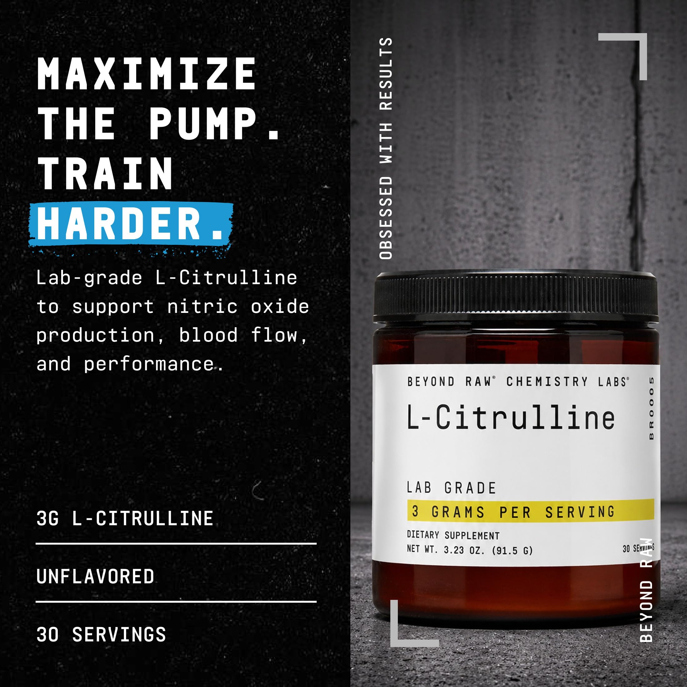 BEYOND RAW polvo de L-Citrulline textura fina, mezcla rápida