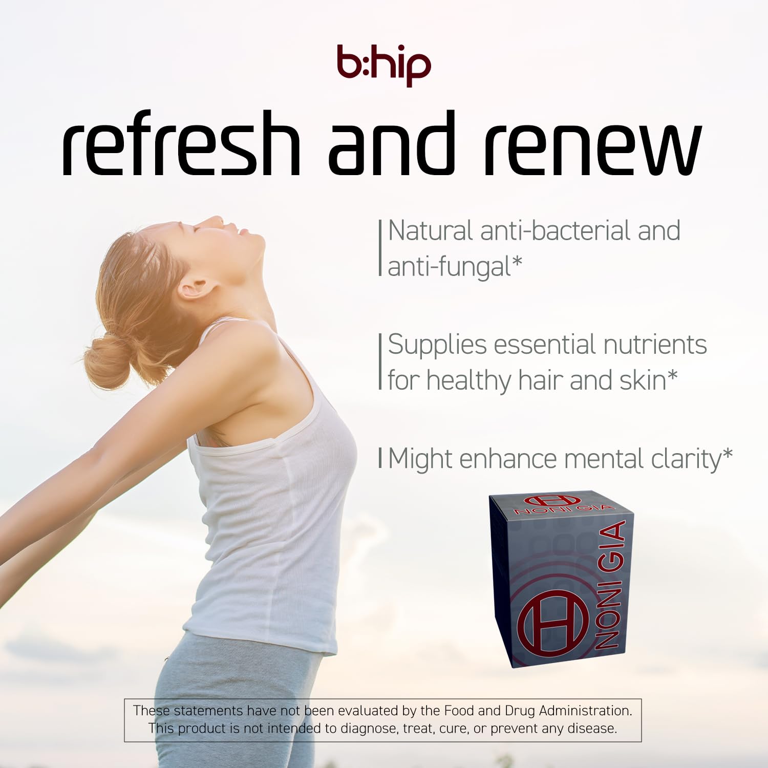 bhip etiqueta con lista de vitaminas y minerales visibles