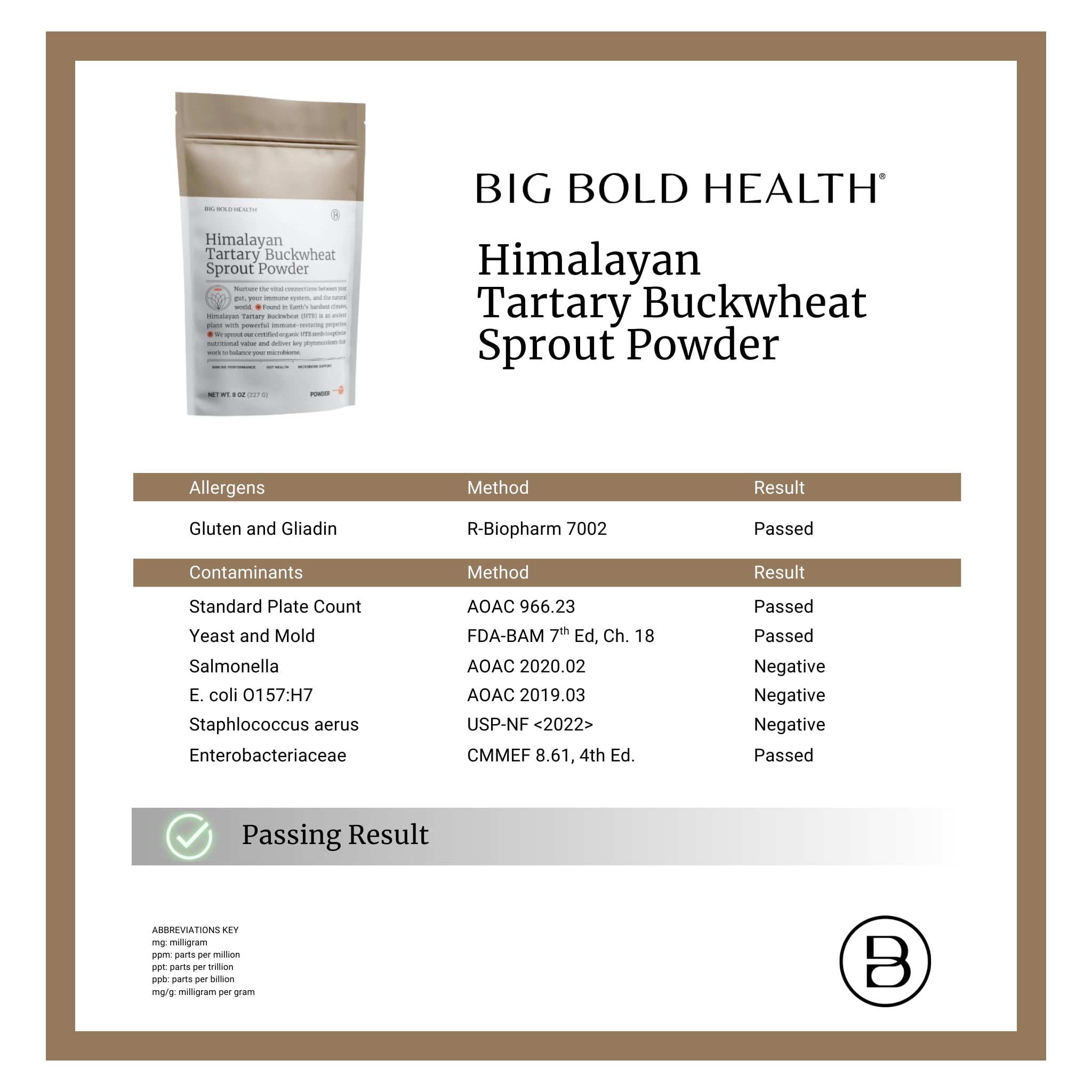 BIG BOLD HEALTH etiqueta nutricional legible, transparencia en ingredientes y datos