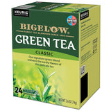 Bigelow Tea cápsula junto a una mano para comparar tamaño y facilidad de uso