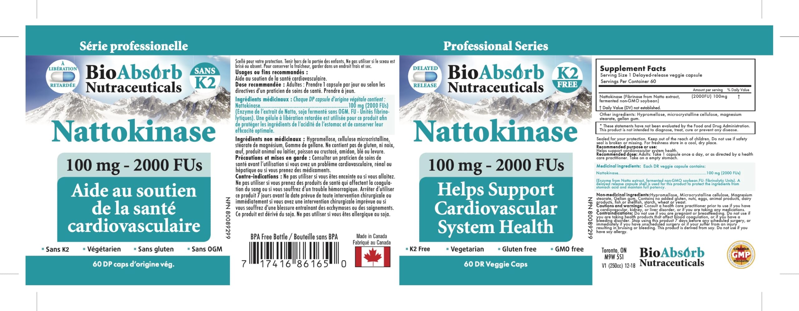 Bio Absorb sello GMP que indica fabricación en instalación certificada en Canadá