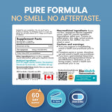 Bio Absorb serrapeptase etiqueta del frasco destacando 120000 SPU y libre de alérgenos