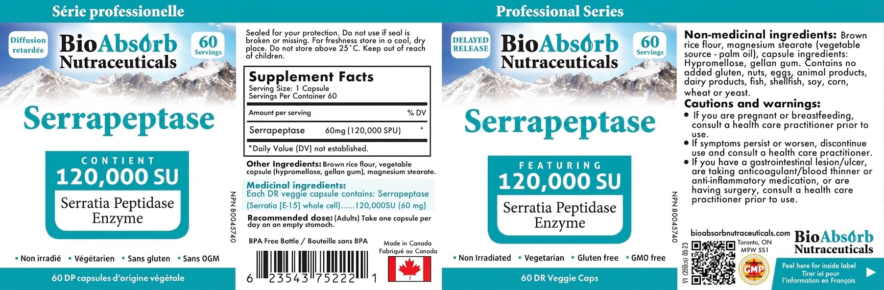 Bio Absorb serrapeptase cápsula sobre mesa indicando toma en ayunas y mejor absorción