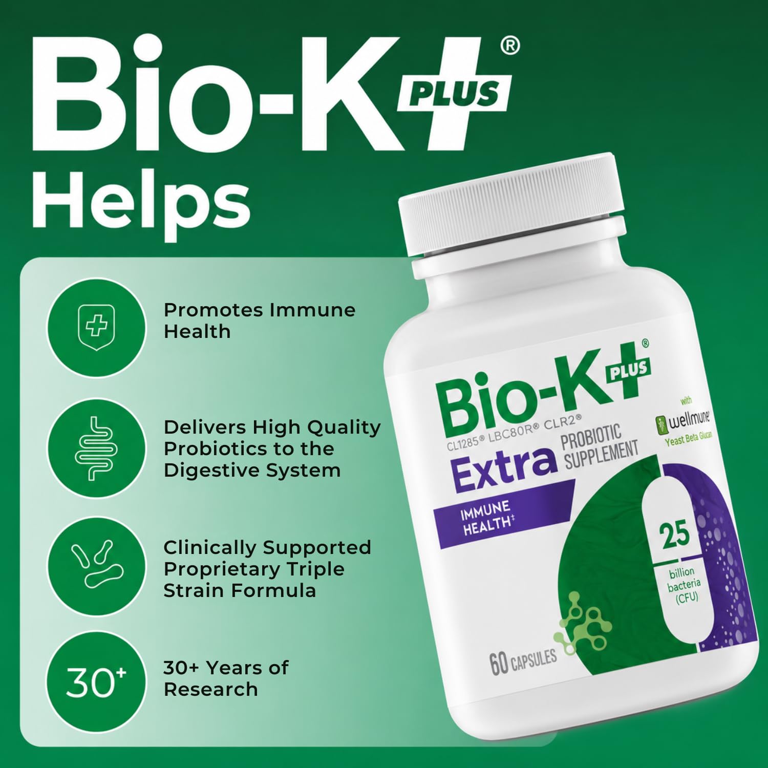 Bio-K Plus corte de cápsula liberación retardada ilustrando entrega intestinal