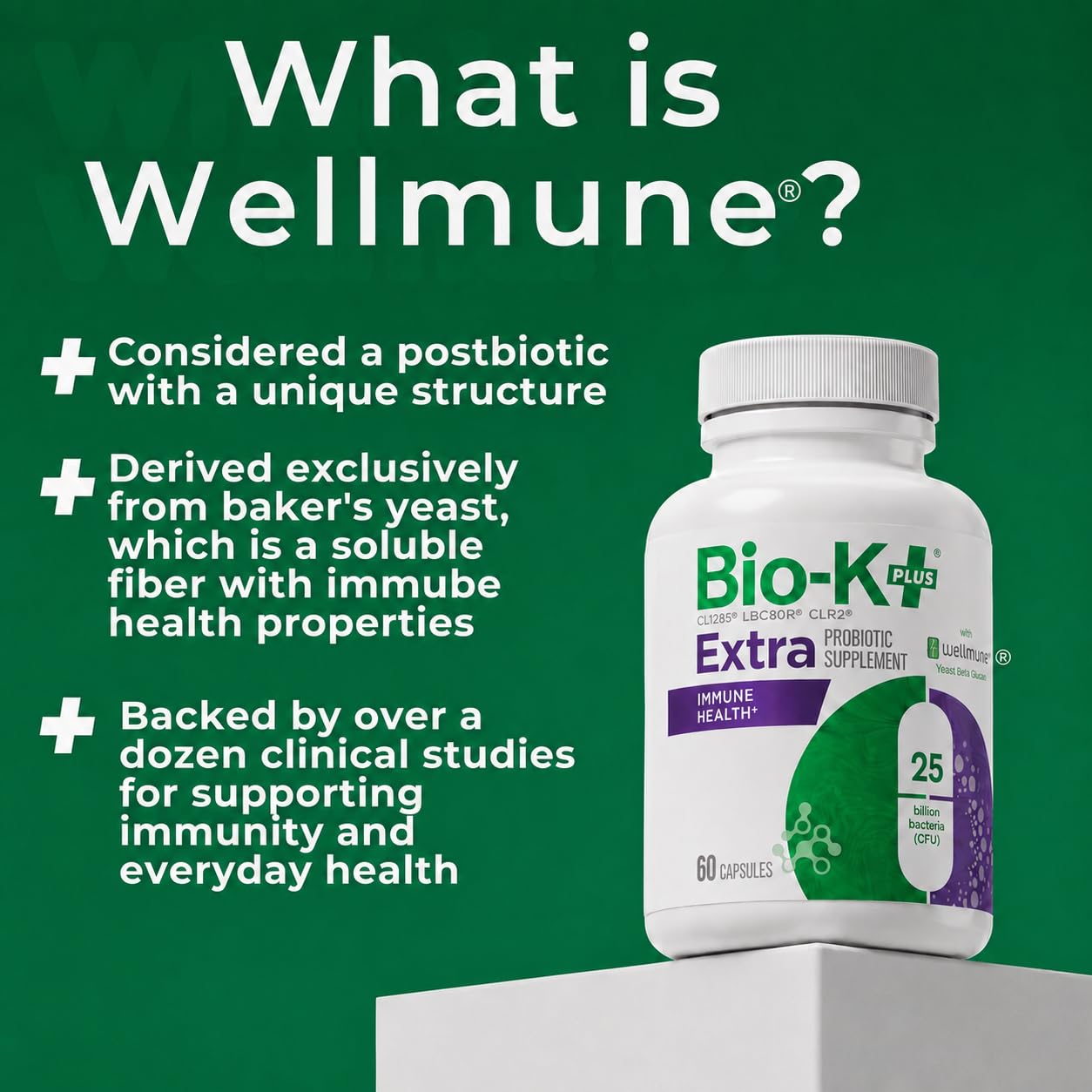 Bio-K Plus cápsula en primer plano mostrando textura y tamaño práctico