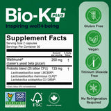 Bio-K Plus etiqueta nutricional y lista de ingredientes para transparencia