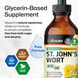 BIO KRAUTER botella junto a flores de hipérico, origen herbal natural