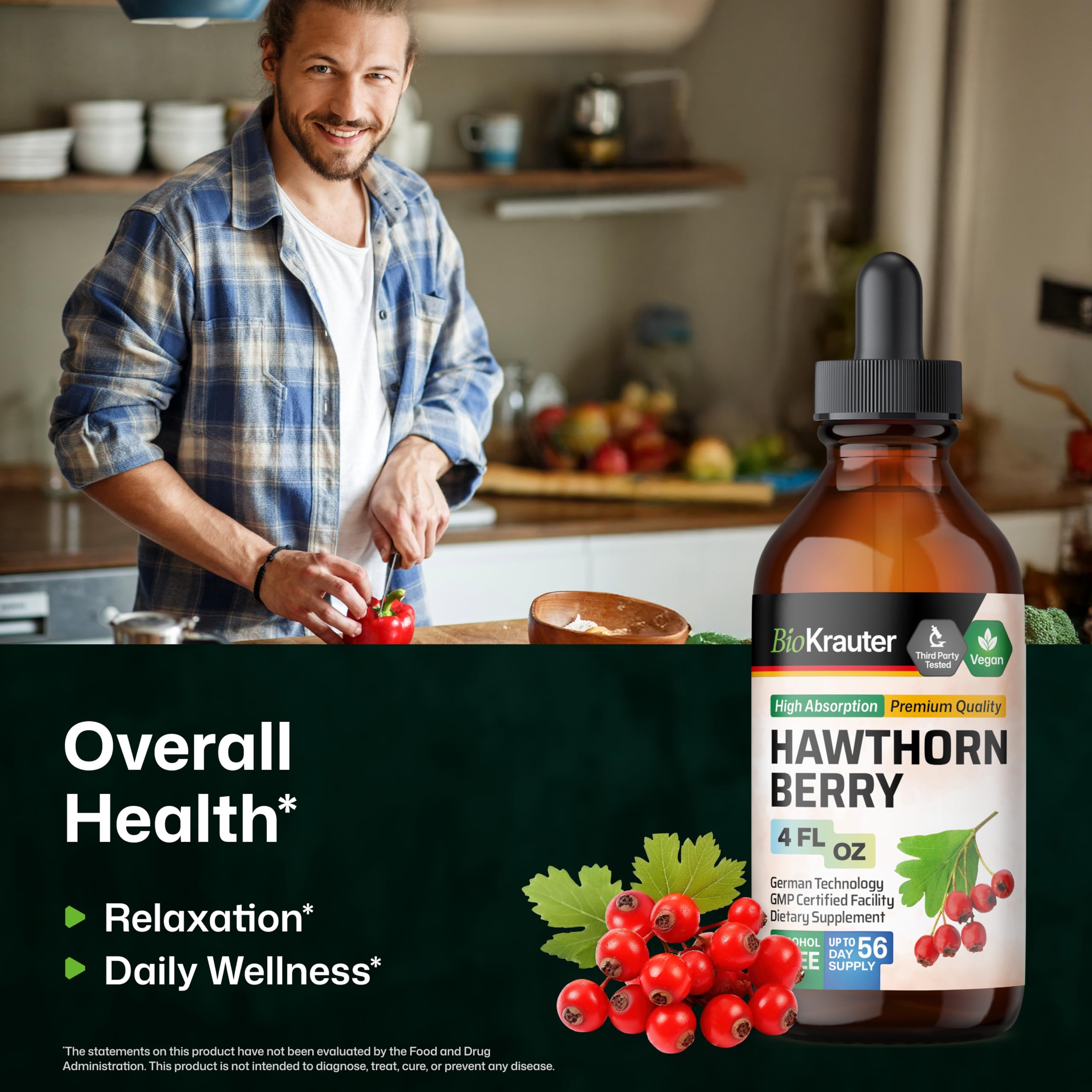 BIO KRAUTER etiqueta en primer plano destacando ingredientes simples y veganismo