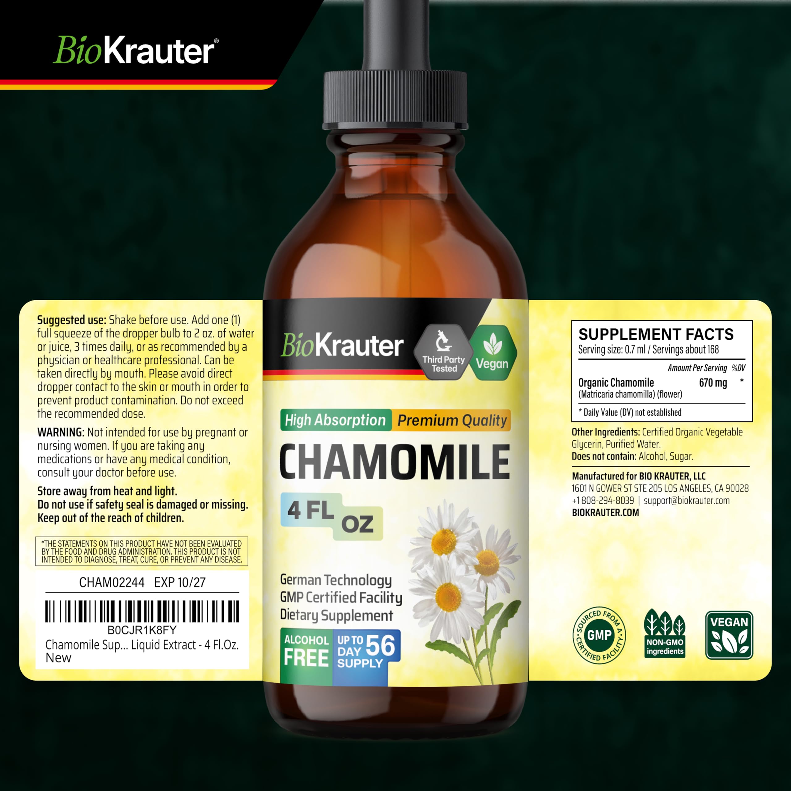 BIO KRAUTER empaque lateral con información de servicio y conservación