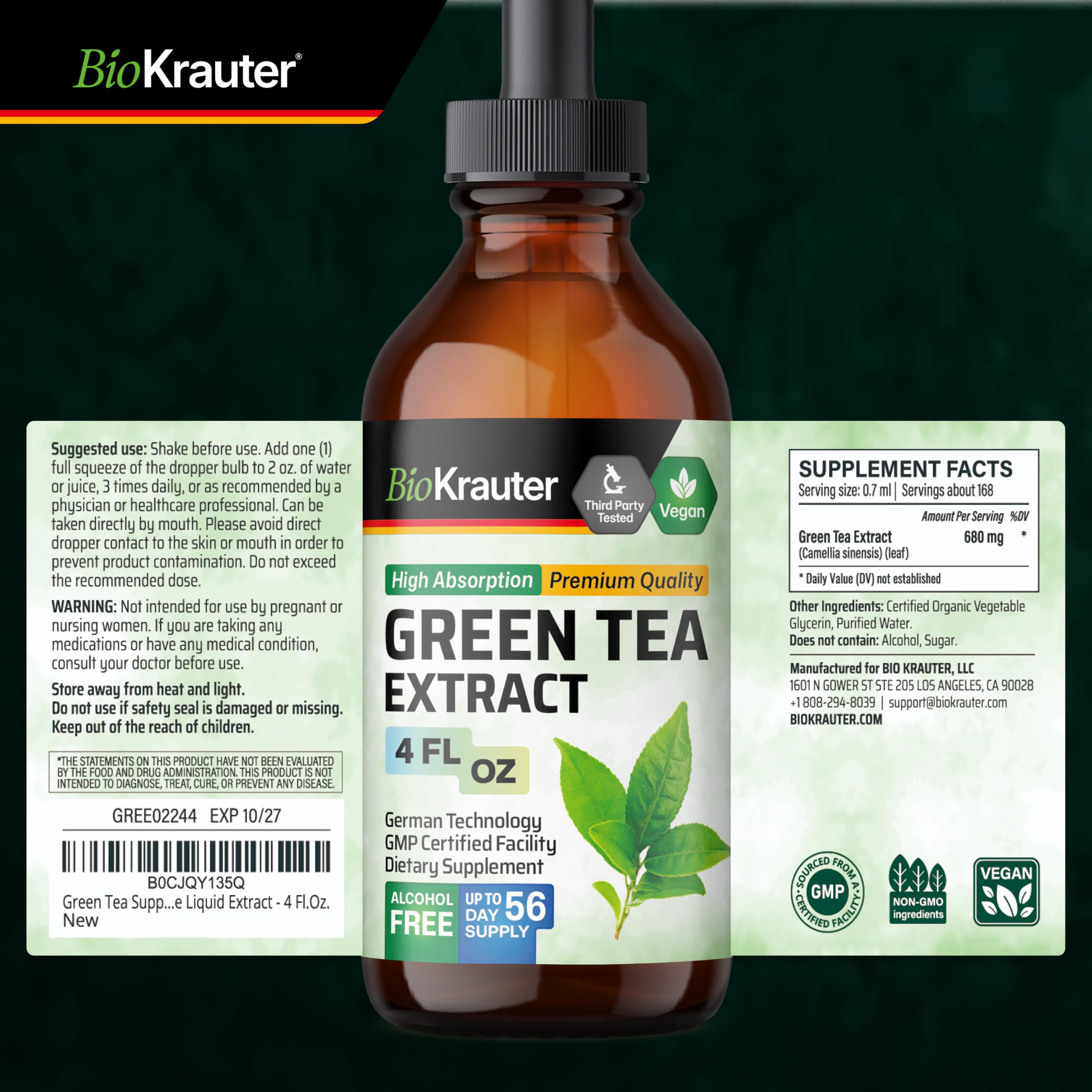 BIO KRAUTER embalaje y lista de ingredientes simples y limpios