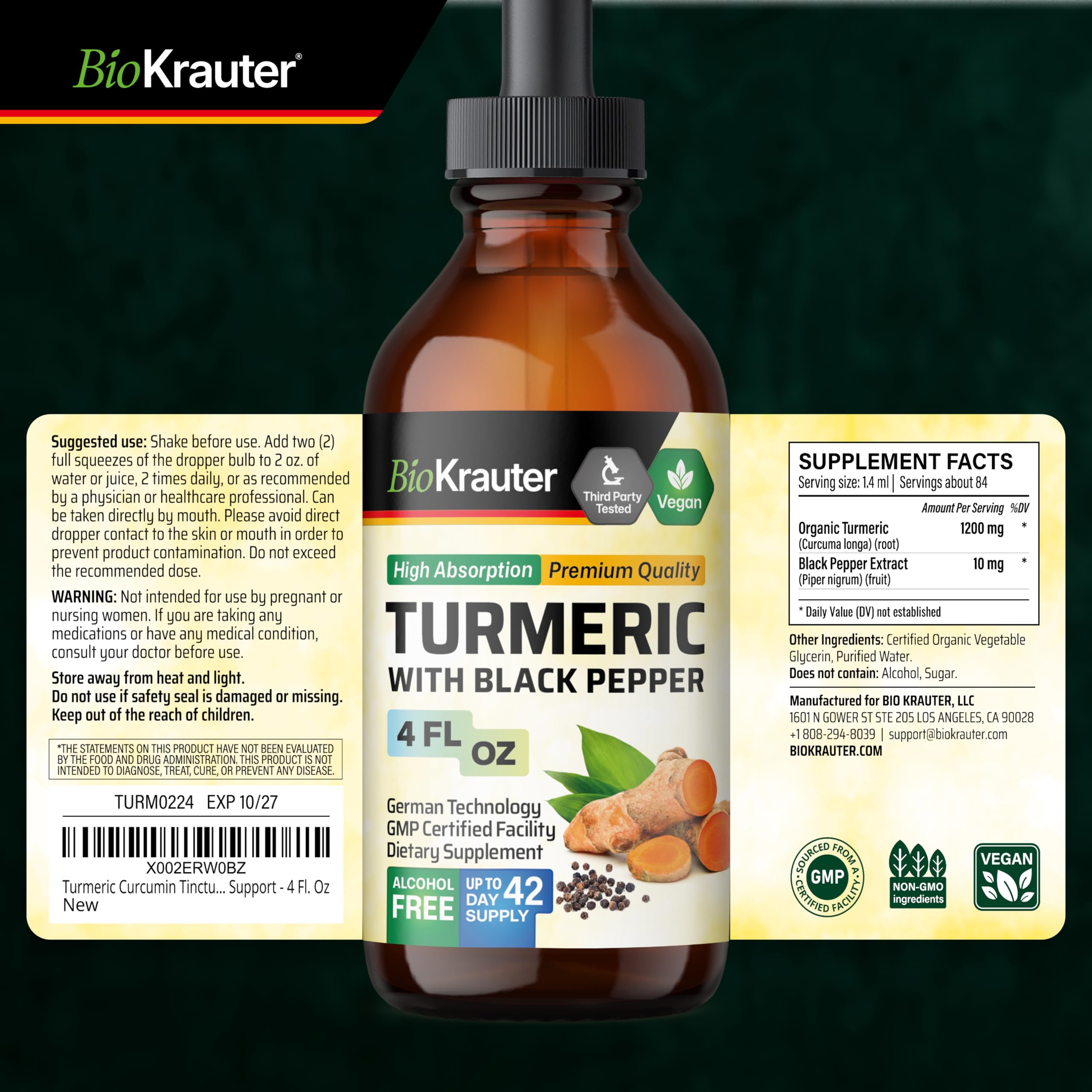 BIO KRAUTER botella en mesa junto a frutas para inspirar uso cotidiano saludable