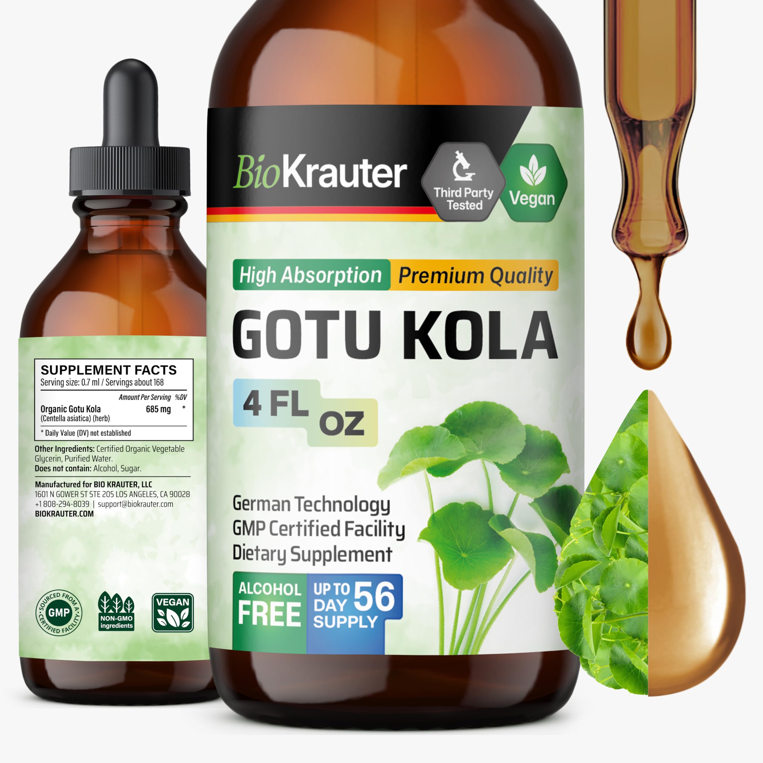 BIO KRAUTER frasco frontal mostrando etiqueta clara y beneficio de enfoque