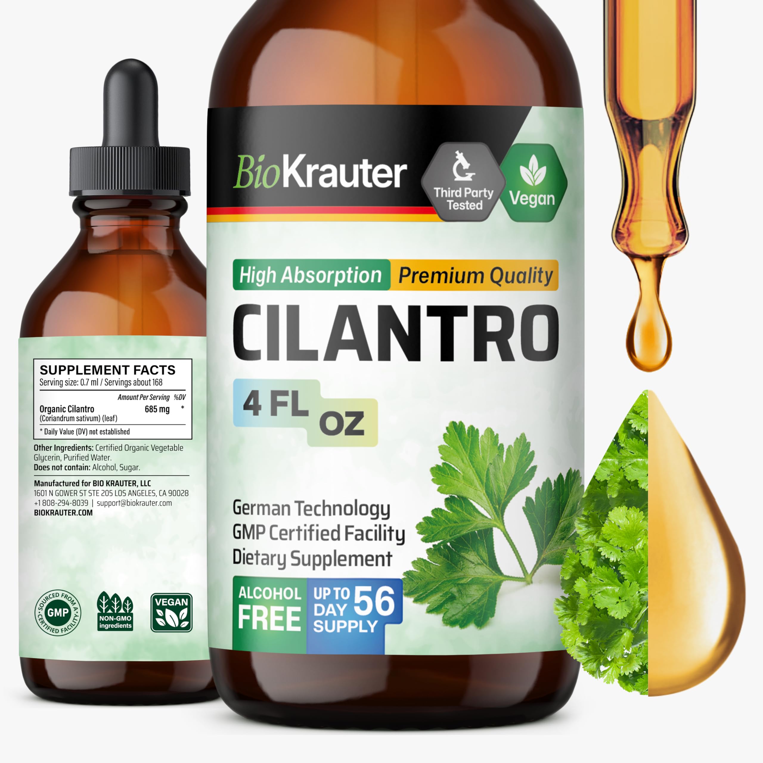 BIO KRAUTER frasco frontal mostrando etiqueta clara y volumen