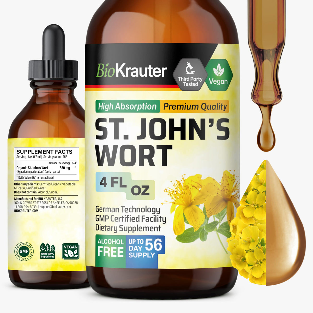 BIO KRAUTER botella frontal mostrando etiqueta clara y beneficio de calma